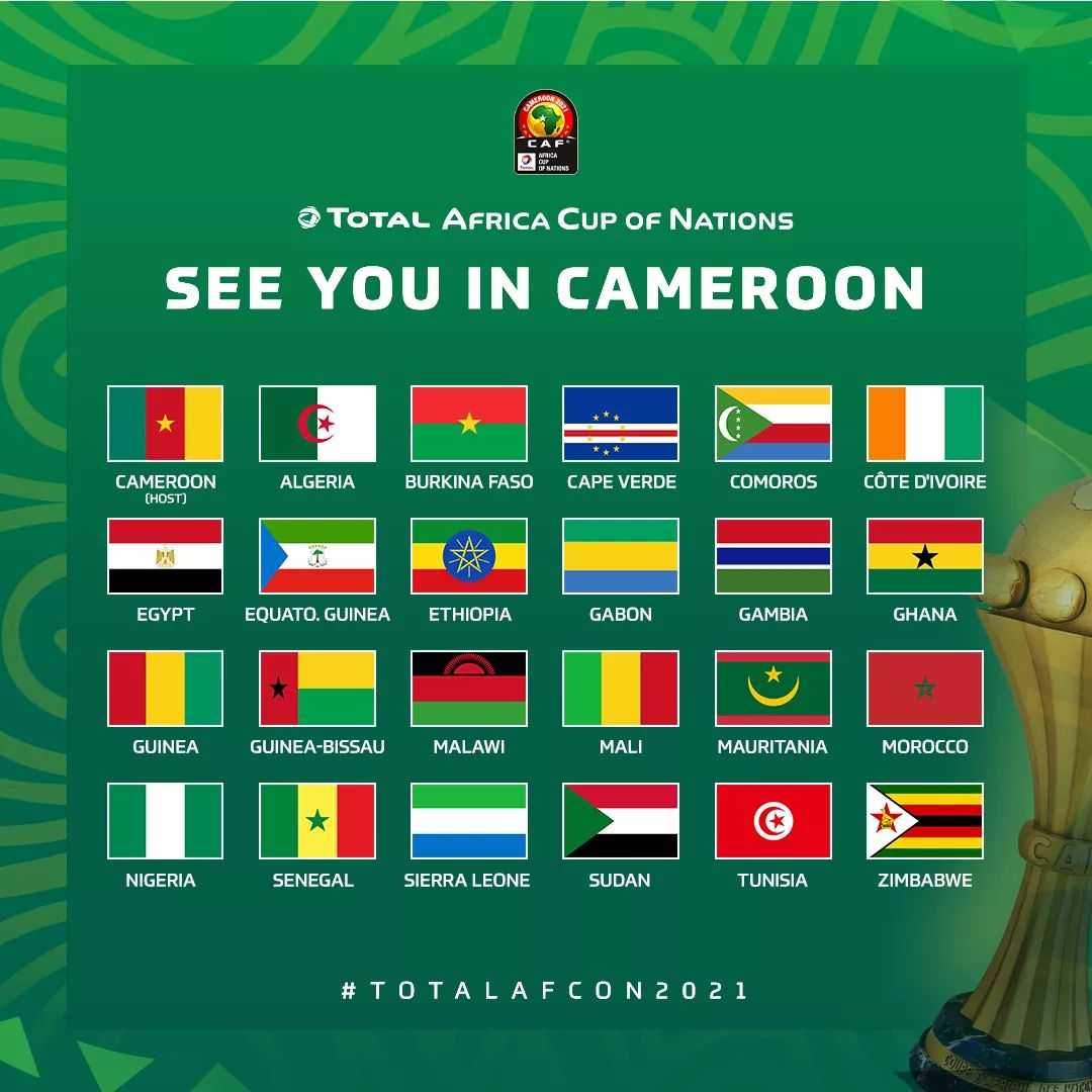 🔢 24 Teams. 
🏆 1 target. 
 
See you in the upcoming #totalafcon in Cameroon! 😍 
 
Who do you think will earn the title this time? 🤔 #afcon2021