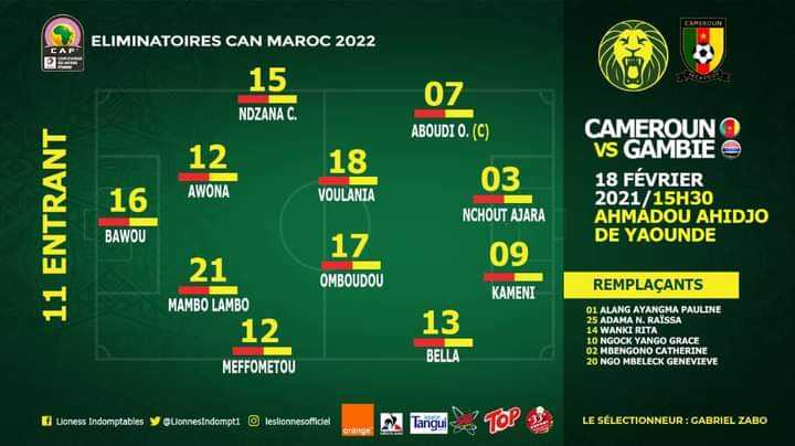 [Élm.CAN Féminine Maroc 2022] 
3e et dernier tour. 
#lionnesindomptables 
#scorpionfilles 
Le 11 entrant des Camerounaises. 
@M.Ateba