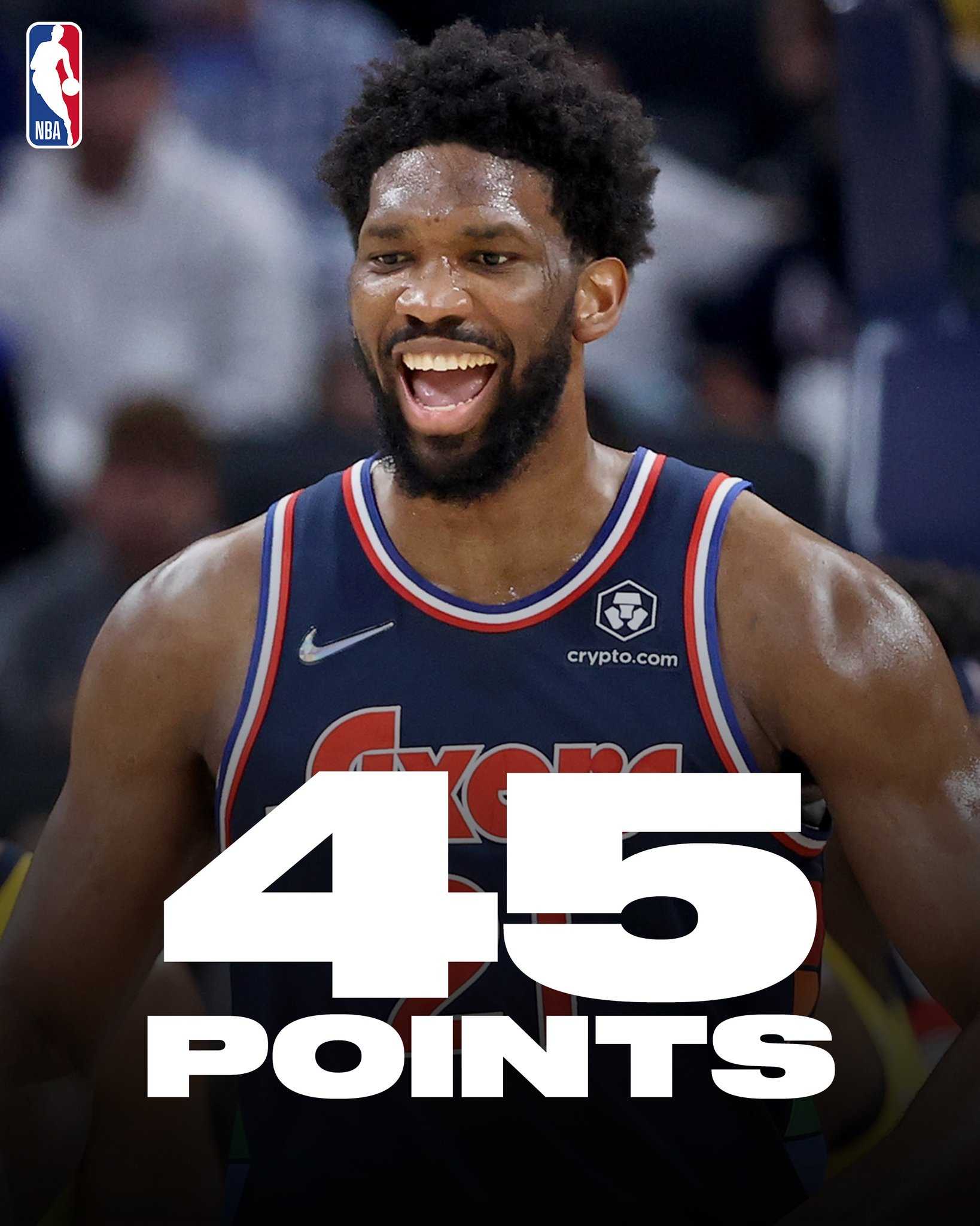 NBA: Embiid taille patron éteint les Pacers.  
 
Grâce à un Embiid de gala qui enchaîne un deuxième match d'affilée à plus de 40 points, les Sixers sont venus à bout des Indiana Pacers 131-122.  
Joël Embiid a inscrit 45 points et 13 rebonds. Il est désormais seul leader au classement des scoreur sur de la ligue avec 30.4 points par match.  
#nba  
@Geleme2