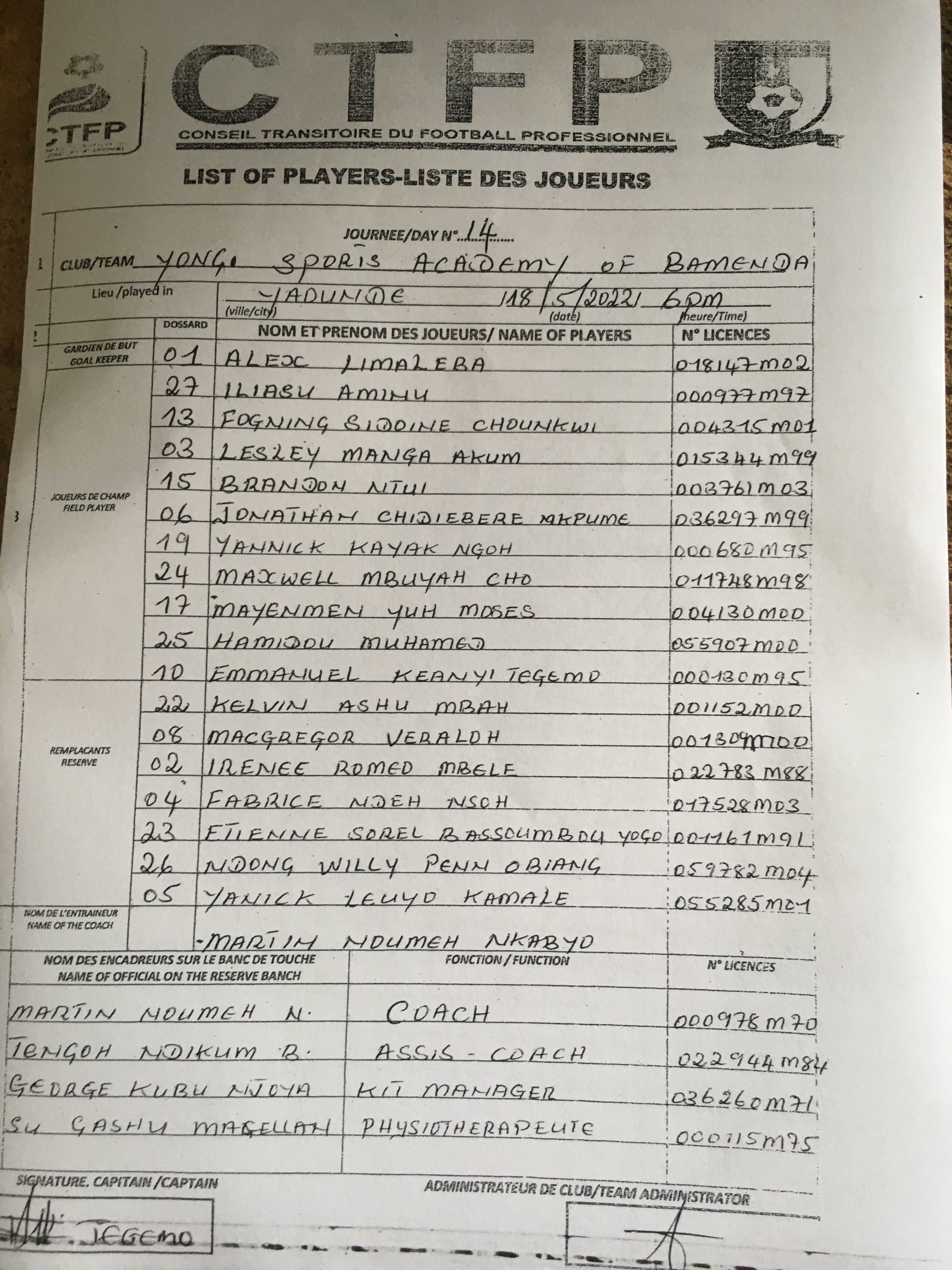 Voici le 11 entrant de YOSA pour le choc face aux Astres de Douala.  
 
Début du match 18h.  
 
#eliteonej14  
@Geleme2