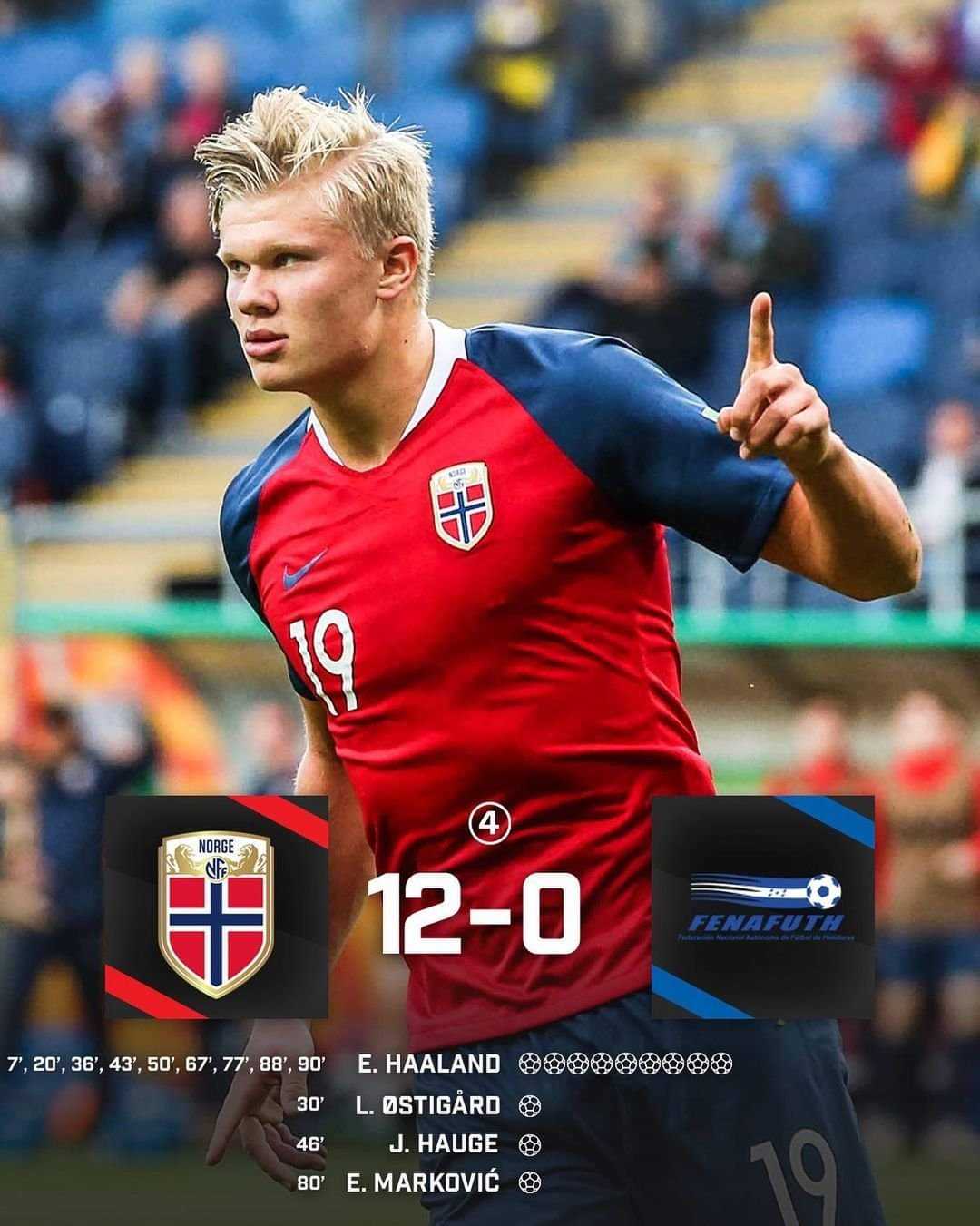 Throwback to the one time Haaland scored NINE in one game for Norway at the U20 World Cup 🇳🇴😳 #norway