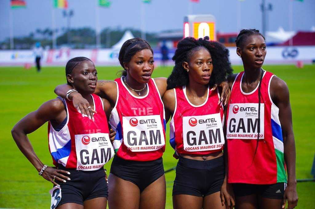 One for #teamgambia 🇬🇲: Gina Bass inspired her team to a Bronze medal in the women's 4x100m relay, getting the baton in 5th place, and then upgrading it to a 3rd place finish. Bass has had a good championships so far, winning the women's 100m title, and will return for the 200m. 
#athletics #aac