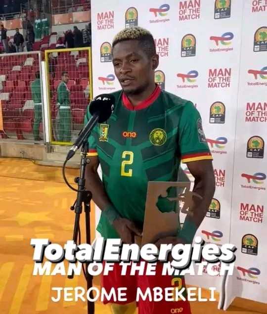 [CHAN 2023] 
#matchcam 
#matchcong 
Ngom MOTM. 
 
Belle victoire hier face au Congo d'entrée.Et le mondialiste Ngom Bikeli élu homme du match,grâce à sa prestation XXL.