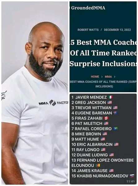 Fernand Lopez OWonyebe Eloundou figure dans le top15 des meilleurs coachs de tous les temps de l'histoire du MMA.🇨🇲 👏🏾👏🏾👏🏾