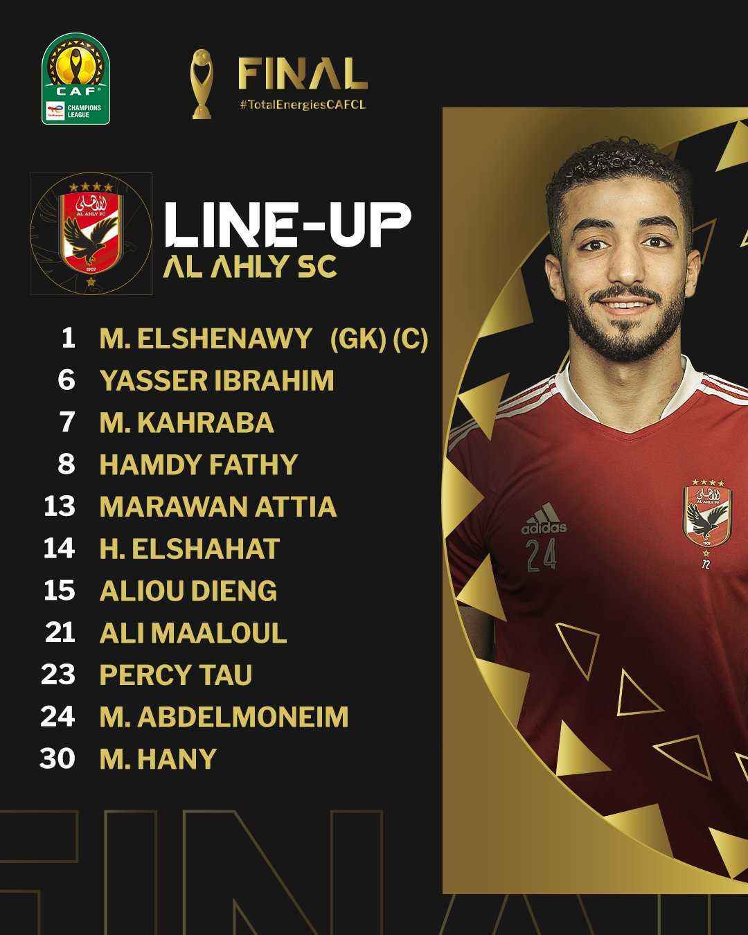 Compos finale retour de LDC CAF 
[Finale LDC CAF] 
Voici les compositions officielles de Wydad Casablanca - Al Ahly comptant pour la finale retour de Ligue des Champions au stade Mohammed V de Casablanca. 
À l'aller, Al Ahly s'est imposé 2-1 au stade international du Caire. 
#ldccaf #alahly #wydad #wac
