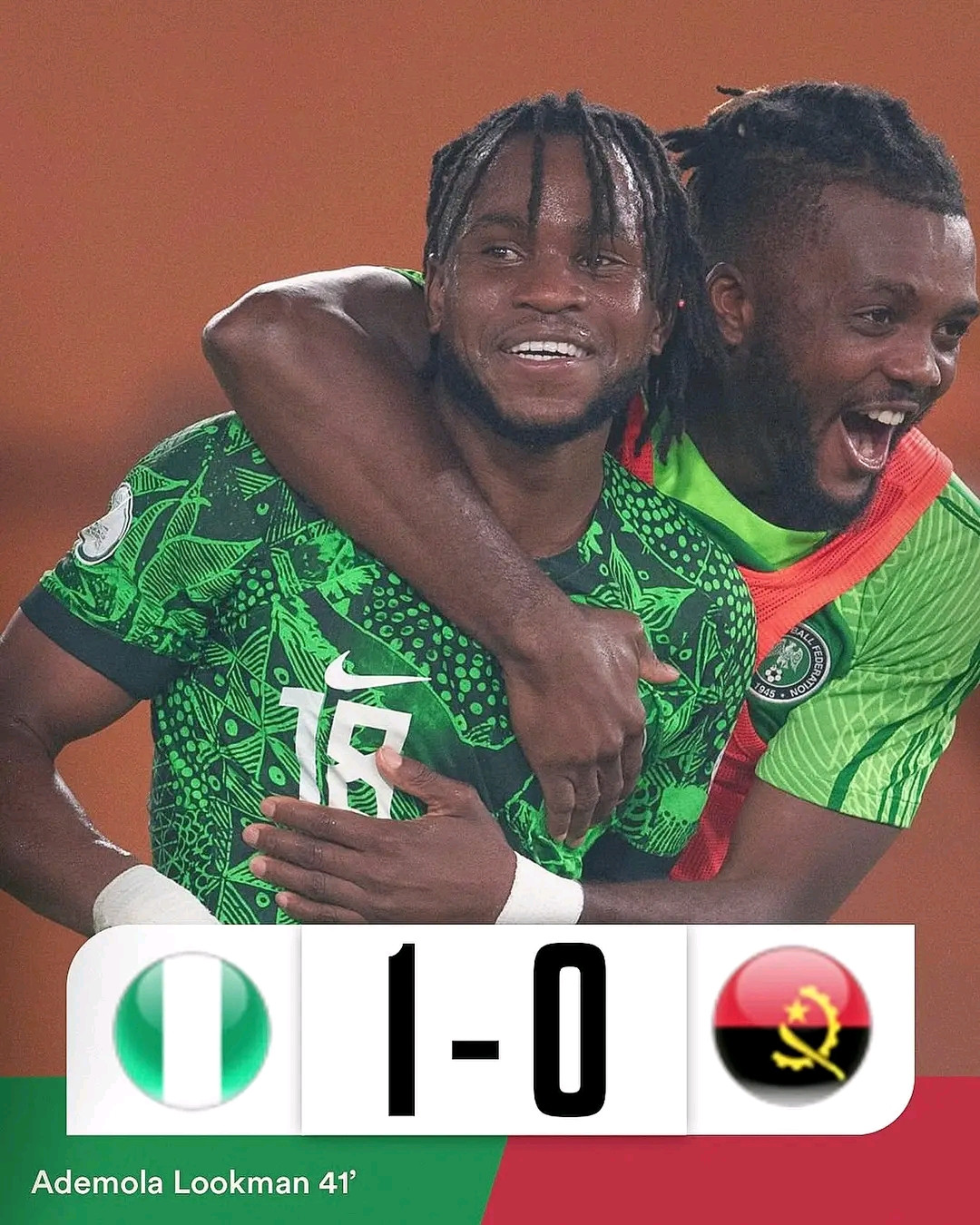 Nigeria mengalahkan Angola dan mencapai semifinal.