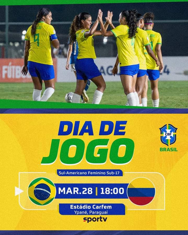 A Seleção Brasileira Feminina enfrenta a Colômbia.