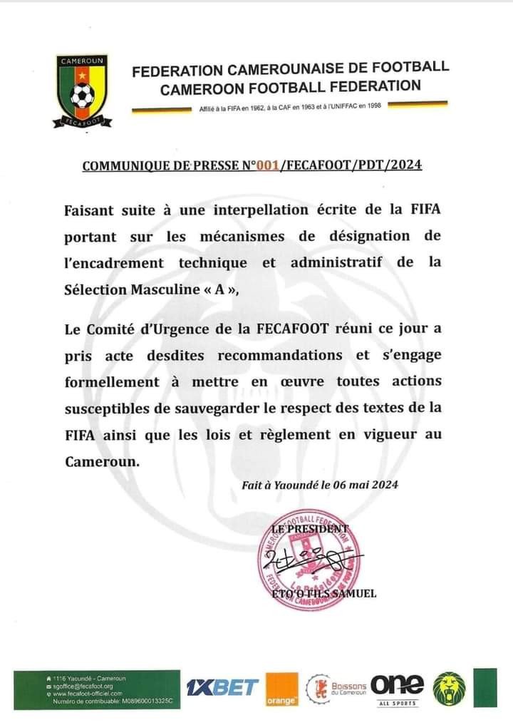 Cameroun: Fecafoot-Minsep, la FIFA s'en mêle ?