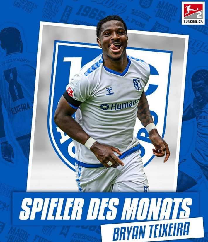 Teixeira melhor jogador do Mês do FC Magdeburg.