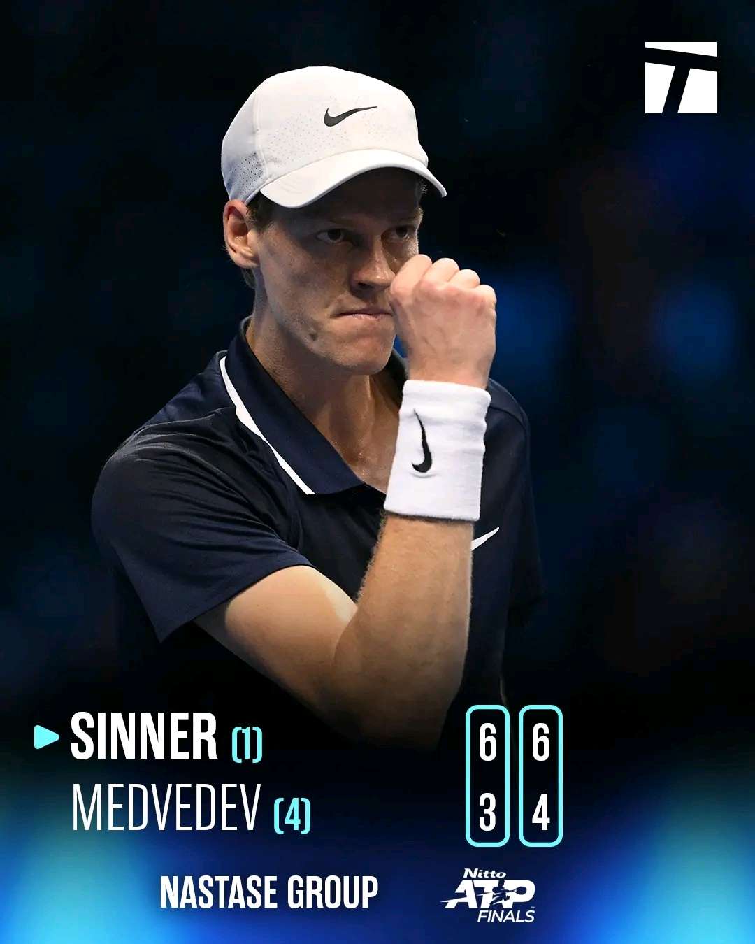 Sinner Domina a Medvedev