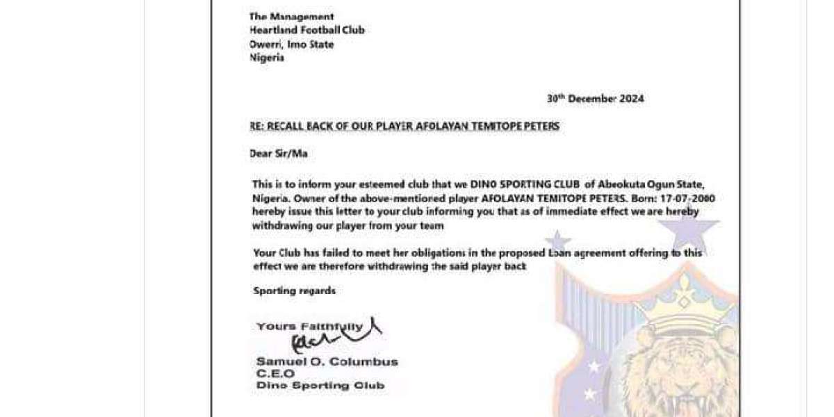 Afolayan Temitope Peters: Official Statement From Dino Sporting Club