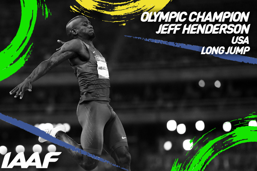 Jeff Henderson remporte l`or en saut en longueur