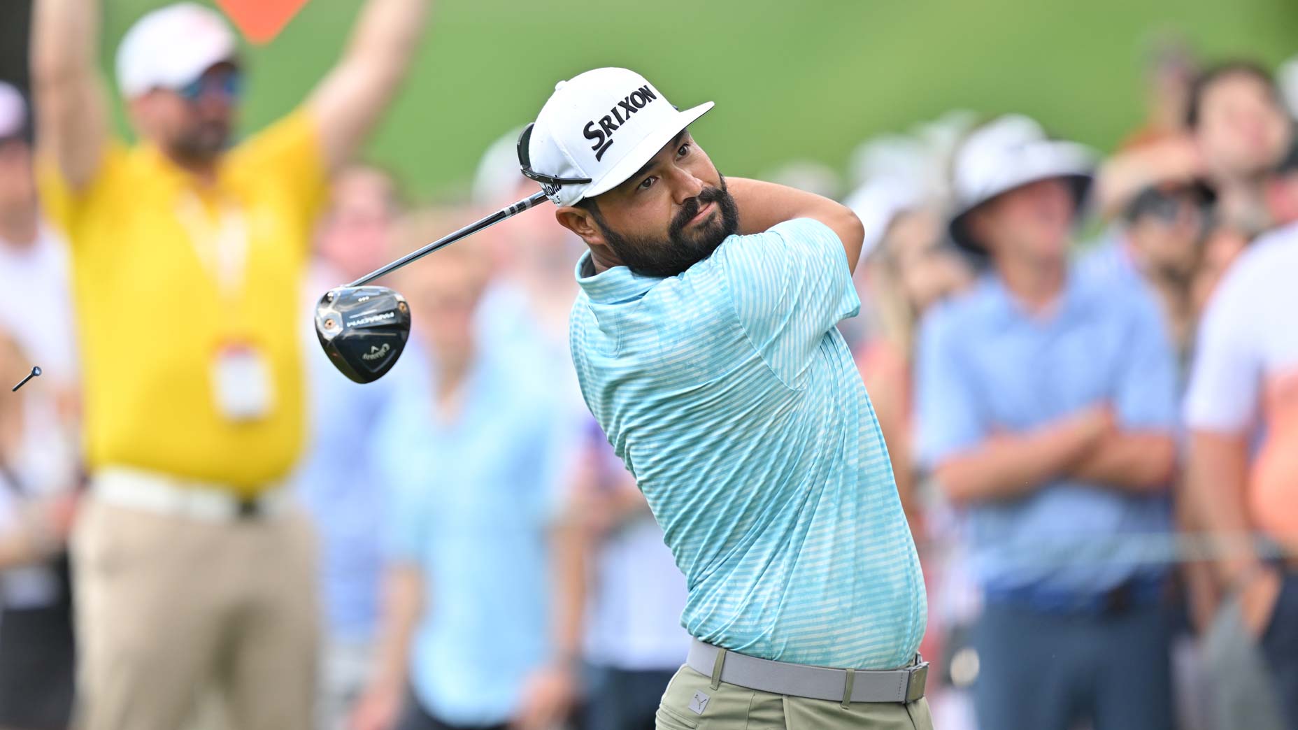 Spaun splashes hole 17 tee shot in Players playoff